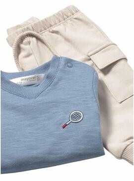 Set Mayoral due look sport blu e rosso per neonati.