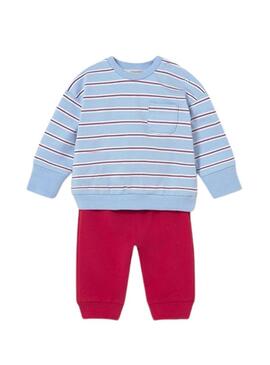Set Mayoral due look sport blu e rosso per neonati.