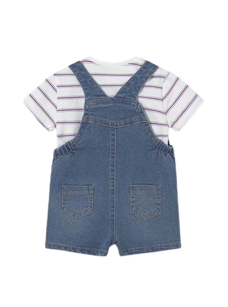 Set Mayoral salopette corta in denim e maglietta a righe per bambino