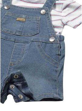 Set Mayoral salopette corta in denim e maglietta a righe per bambino