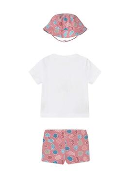 Set Mayoral pesce bianco e corallo con berretto per bambini