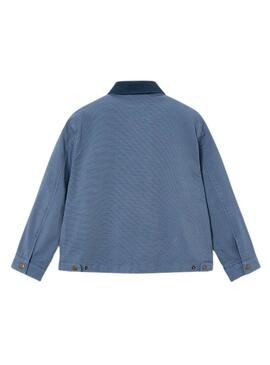 Giacca Mayoral blu medio con colletto a contrasto per bambino.