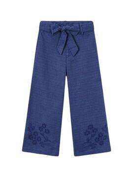 Pantaloni Mayoral ricamati blu navy per bambina.