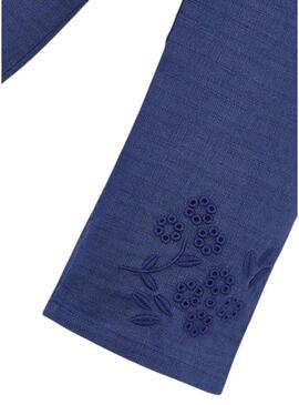 Pantaloni Mayoral ricamati blu navy per bambina.