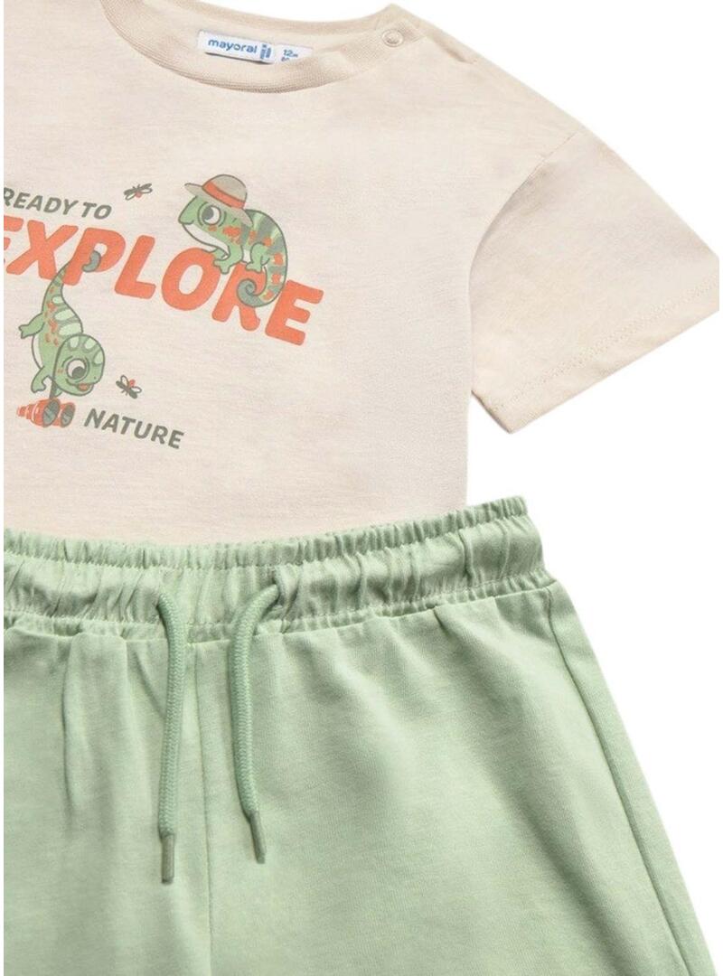 Set Mayoral tre pezzi camaleonte verde per neonato maschio