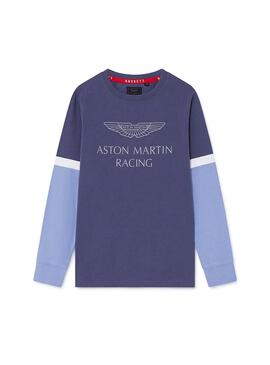 T-Shirt Hackett AMR Split Blue per Bambino