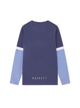 T-Shirt Hackett AMR Split Blue per Bambino
