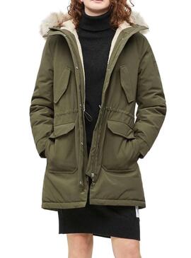 Calvin Klein Feather Parka Verde Per Donna