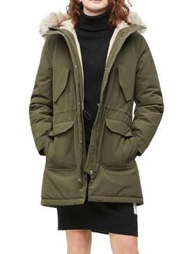 Calvin Klein Feather Parka Verde Per Donna