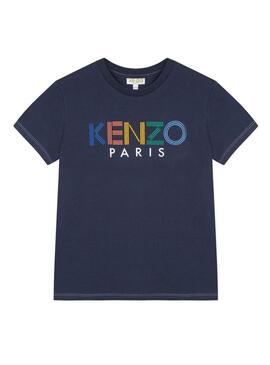 T-Shirt Kenzo Logo JB Blu Navy Per Bambino