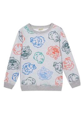 Felpe Kenzo Georges Grigio Per Bambino