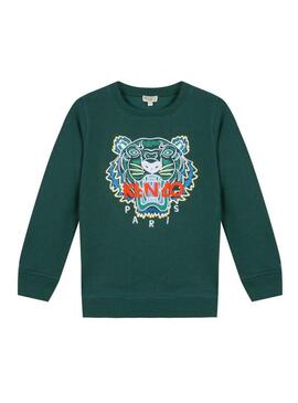 Felpe Kenzo Tiger Verde Per Bambino