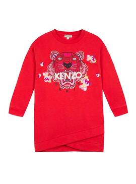 Kenzo Tiger Dress Rosso Per Bambina