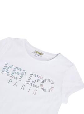 T-Shirt Logo Kenzo JG bianco per Bambina