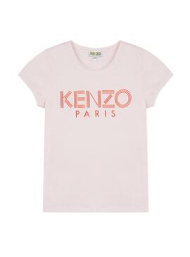 T-Shirt Logo Kenzo JG rosa per Bambina