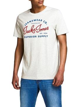 T-Shirt Jack and Jones Logo Bianco Uomo