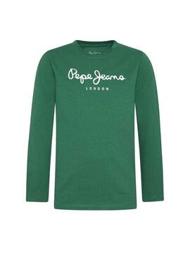 T-Shirt Pepe Jeans New Herman JR Verde Bambino