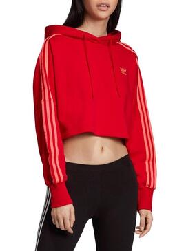 Felpe Cappuccio Adidas Crop sagomato Rosso Per Don