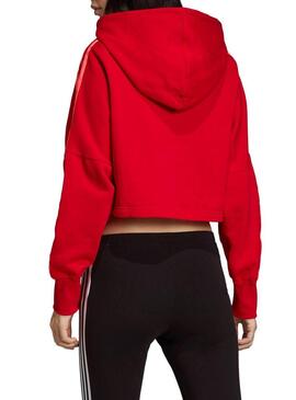 Felpe Cappuccio Adidas Crop sagomato Rosso Per Don