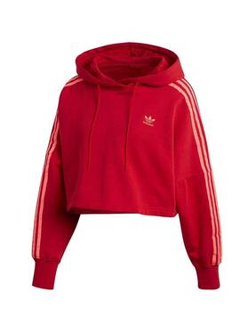 Felpe Cappuccio Adidas Crop sagomato Rosso Per Don