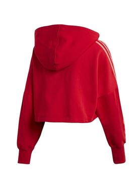 Felpe Cappuccio Adidas Crop sagomato Rosso Per Don