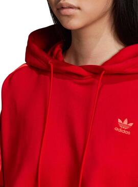 Felpe Cappuccio Adidas Crop sagomato Rosso Per Don