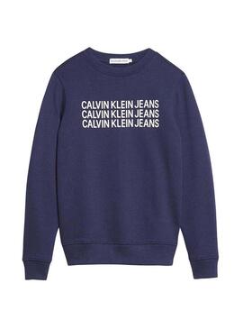 Felpe Calvin Klein Triple Logo Blu Navy Bambina