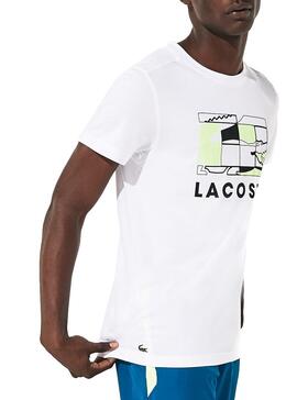 T-Shirt Lacoste Sport Campo da tennis Bianco Uomo