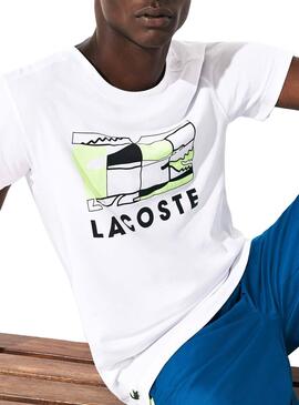 T-Shirt Lacoste Sport Campo da tennis Bianco Uomo
