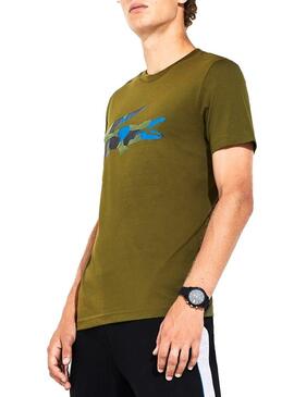 T-Shirt Lacoste Sport Croco Camo Verde Uomo