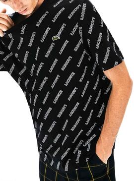T-Shirt Lacoste Live Stampa Nero per Uomo