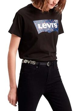 T-Shirt Levis Varsity Leopard Black Per Donna