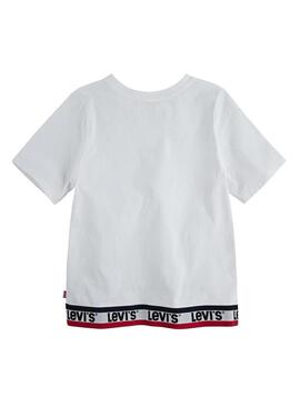 T-Shirt Levis Varsity Taping bianco per Bambina