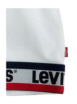 T-Shirt Levis Varsity Taping bianco per Bambina