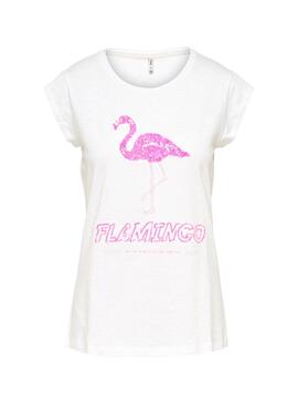T-Shirt Only Flamingo Bianco Donna