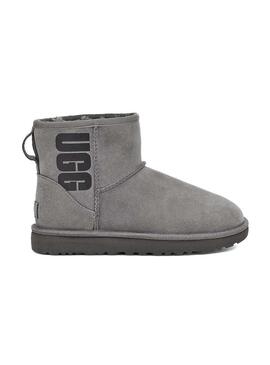 Stivales UGG  Classic Mini Rubber Logo Grigio Dona