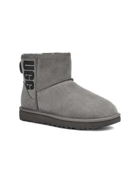 Stivales UGG  Classic Mini Rubber Logo Grigio Dona