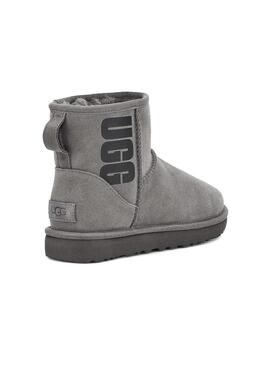 Stivales UGG  Classic Mini Rubber Logo Grigio Dona