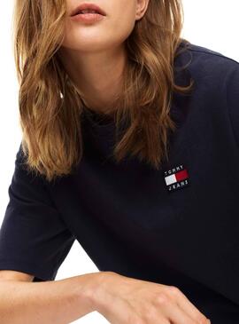 T-Shirt Tommy Jeans Badge Navy per Donna