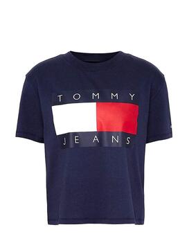 T-Shirt Tommy Jeans Flag Navy per Donna