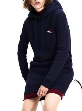 Dress Tommy Jeans Badge Hood Navy Per Donna