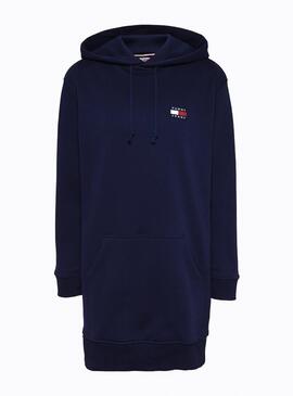 Dress Tommy Jeans Badge Hood Navy Per Donna