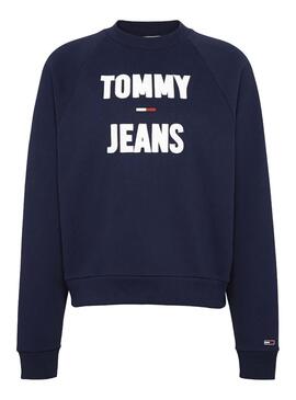 Felpe Tommy Jeans Logo Raglan Marino Donna