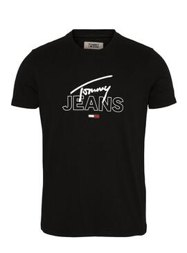 T-Shirt Tommy Jeans Script Logo Nero Uomo