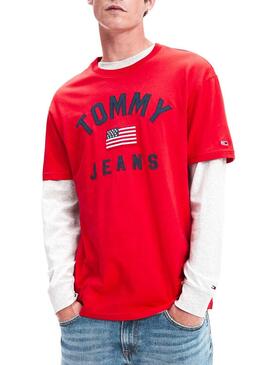 T-Shirt Tommy Jeans USA Rosso Uomo