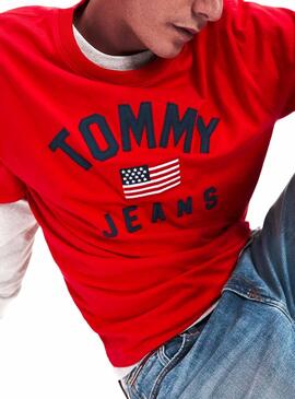 T-Shirt Tommy Jeans USA Rosso Uomo