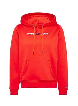 Felpe Tommy Jeans Linear Logo Rosso Per Donna