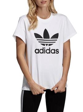 T-Shirt Adidas Trefoil Boyfriend Bianco Donna