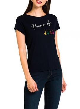 T-Shirt Naf Naf Pompon marini per Donna