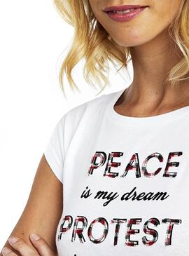 T-Shirt Naf Naf Peace Bianco Per Donna